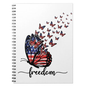 Freedom Butterflies Patriotic Red, White, Blue Notebook