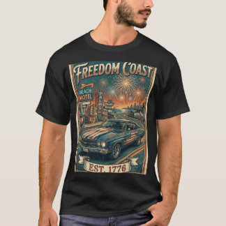 Freedom Coast 1776 Florida Retro Muscle Car Beach T-Shirt