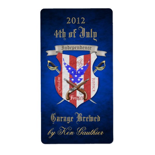 Freedom Crest 4th of July Blue Beer Label Shipping Label