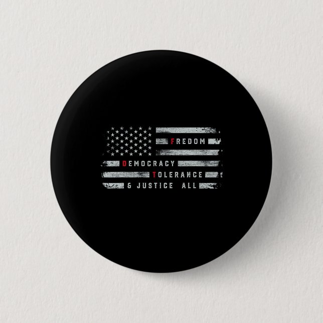 Freedom Democracy Tolerance Justice All Subtle Res 2 Inch Round Button (Front)