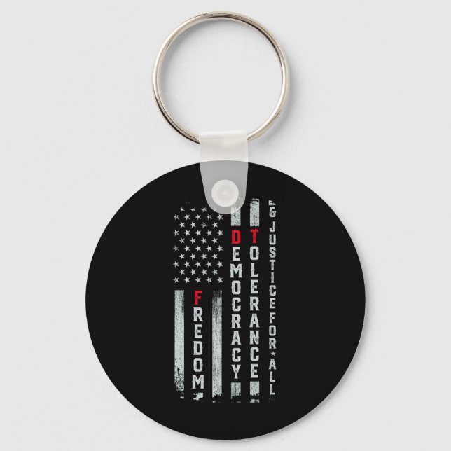 Freedom Democracy Tolerance Justice All Subtle Res Keychain (Front)