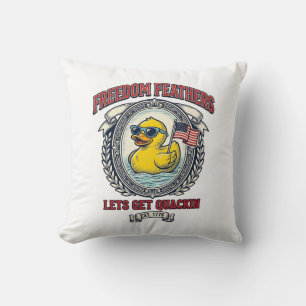 Freedom Duck Vintage Patriotic Humour Throw Pillow