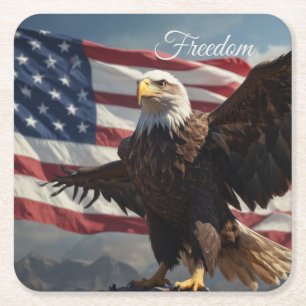 Freedom Eagle Square Paper Coaster