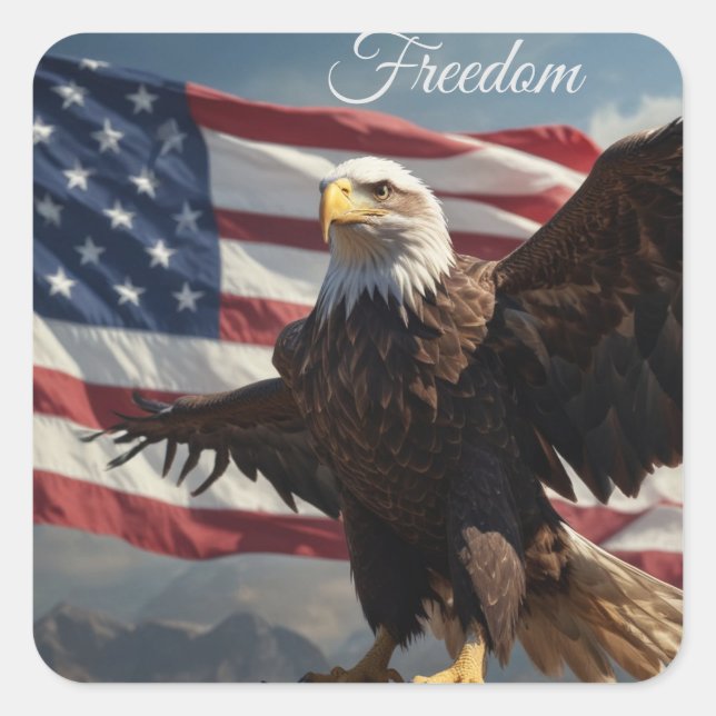 Freedom Eagle Square Sticker (Front)