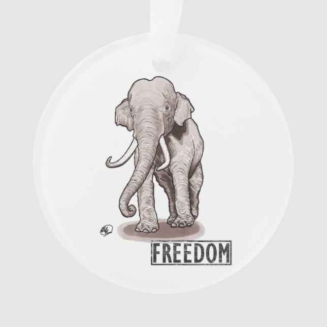 "Freedom" Elephant Christmas Ornament (Front)