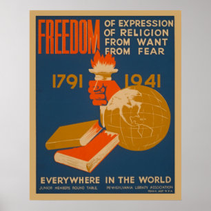 Freedom Everywhere In The World WPA Vintage Poster