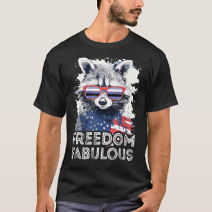 Freedom Fabulous Raccoon Perifluid Sunglasses Flag T-Shirt