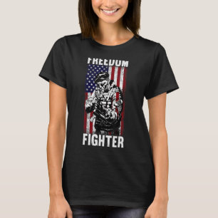 Freedom Fighter American Veteran Usa Flag Ar 15 Pa T-Shirt