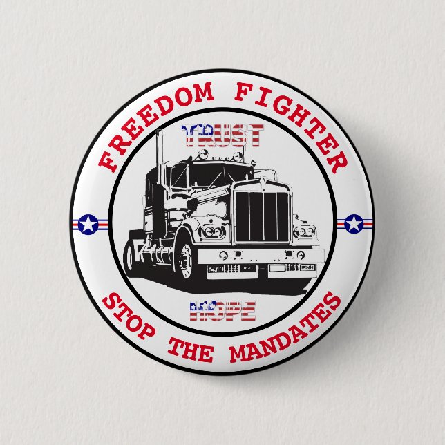 Freedom Fighter Semi 2 Inch Round Button (Front)