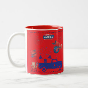 Freedom Firework Dreams bright red Two-Tone Coffee Mug