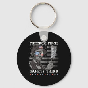 Freedom First Safety Third Fireworks 4th July Linc Keychain