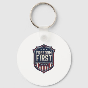 Freedom First USA 1776 Patriotic Shield T-Shirt De Keychain
