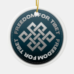 Freedom For Tibet Stitch Ceramic Ornament