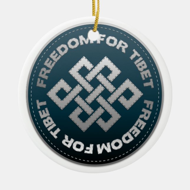Freedom For Tibet Stitch Ceramic Ornament (Front)