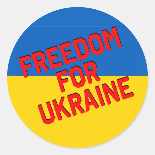 FREEDOM FOR UKRAINE with Flag Classic Round Sticker (Front)