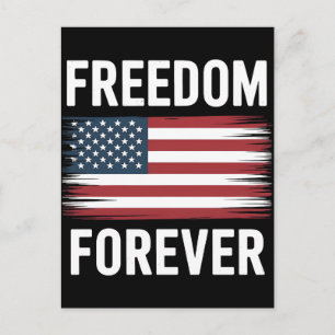 Freedom forever patriotic american flag design  holiday postcard