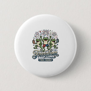 Freedom Frog Squad Vintage Patriotic Shirt Design_ 2 Inch Round Button