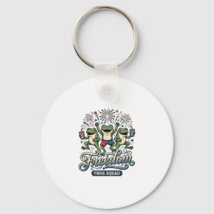 Freedom Frog Squad Vintage Patriotic Shirt Design_ Keychain
