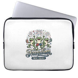 Freedom Frog Squad Vintage Patriotic Shirt Design_ Laptop Sleeve