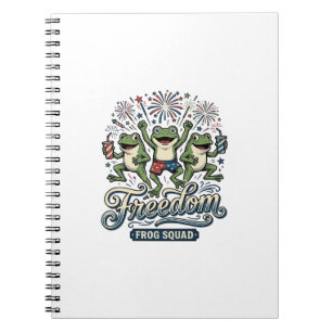 Freedom Frog Squad Vintage Patriotic Shirt Design_ Notebook
