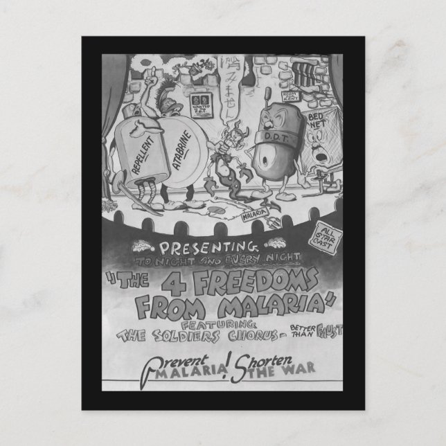 Freedom From Malaria Repellent Mosquitoes Postcard (Front)
