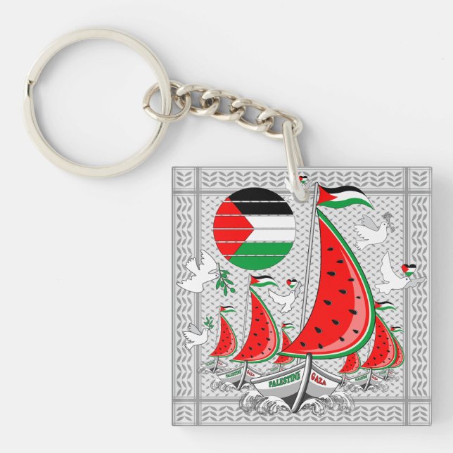 Freedom Global Sumud Flotilla Boats to Gaza Keychain (Front)