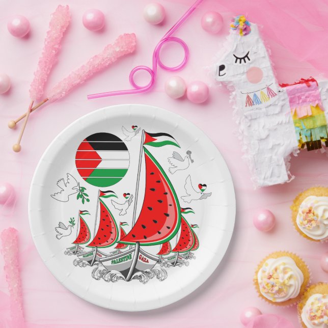 Freedom Global Sumud Flotilla Boats to Gaza Paper Plate (Party)