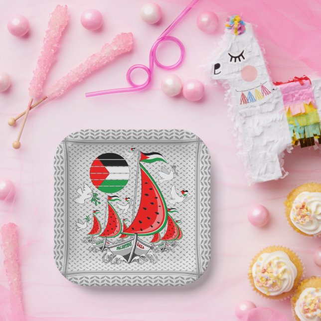 Freedom Global Sumud Flotilla Boats to Gaza Paper Plate (Party)
