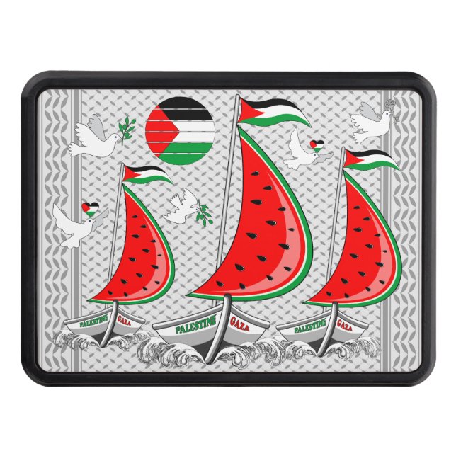 Freedom Global Sumud Flotilla Boats to Gaza Trailer Hitch Cover (Front)