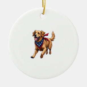 Freedom Golden Retriever Vintage Engraving Shirt 4 Ceramic Ornament