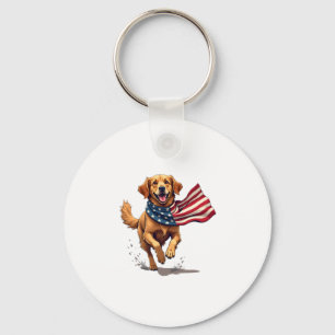 Freedom Golden Retriever Vintage Engraving Shirt Keychain