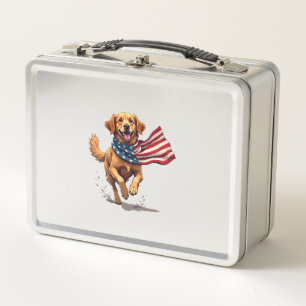 Freedom Golden Retriever Vintage Engraving Shirt Metal Lunch Box