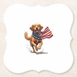 Freedom Golden Retriever Vintage Engraving Shirt Paper Coaster