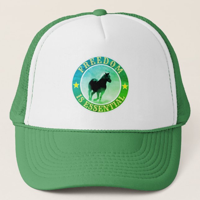 Freedom (horse, green) trucker hat (Front)
