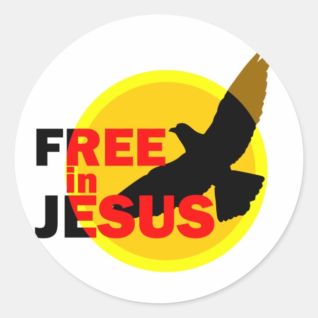 Freedom in Jesus Classic Round Sticker (Front)