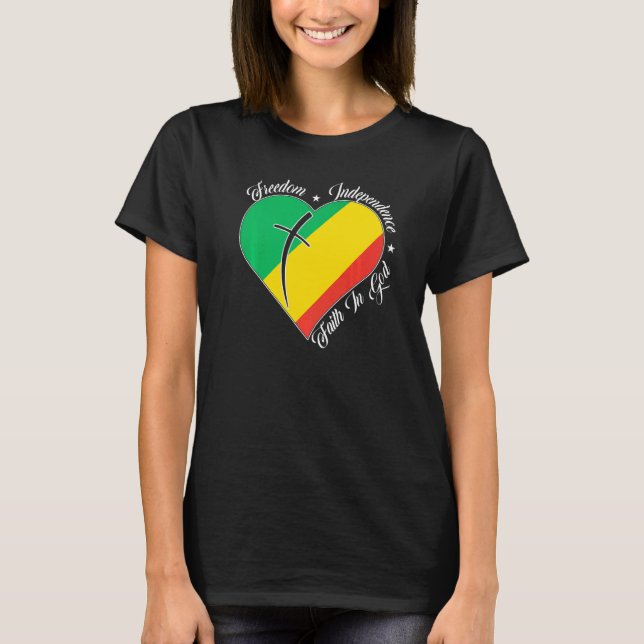 Freedom Independence Faith In God  Christian Congo T-Shirt (Front)