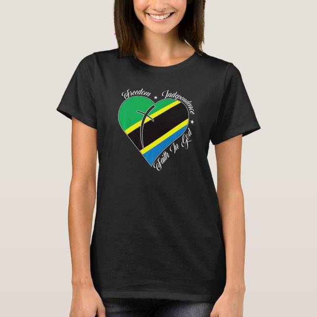 Freedom Independence Faith In God  Christian Tanza T-Shirt (Front)