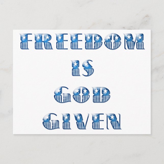 Freedom Is God Given, Blue Postcard (Front)