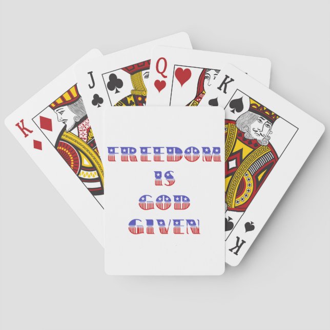 Freedom Is God Given, Red White and Blue Playing Cards (Back)