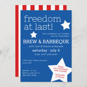 Freedom   July 4   Independence Day Invitation