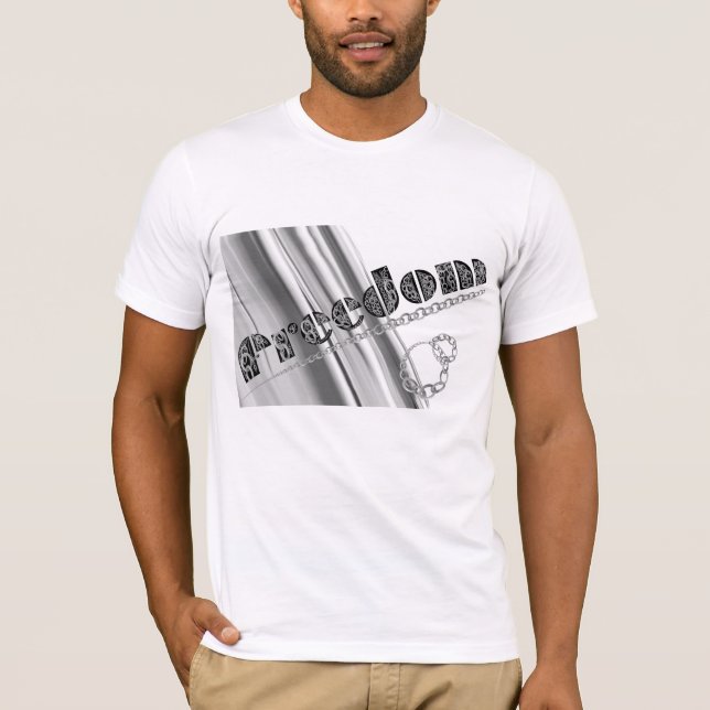 Freedom metallic silver effect written in chains T-Shirt (Front)