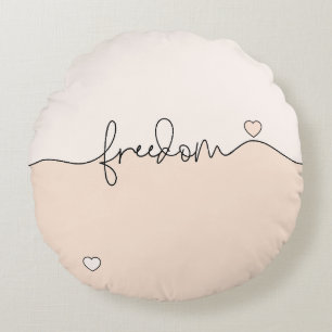 Freedom Minimalist Typography Design Round Pillow