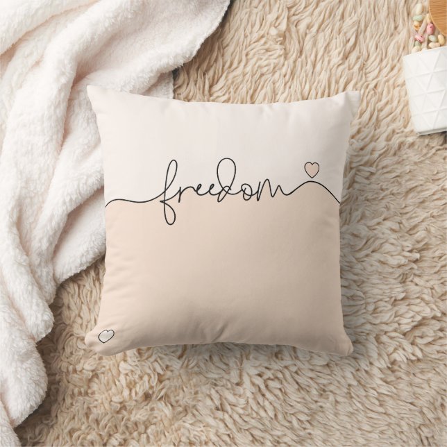 Freedom Minimalist Typography Design Throw Pillow (Blanket)