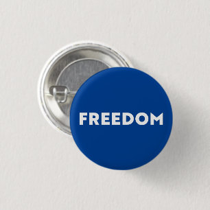 Freedom modern typography minimalist white blue 1 inch round button