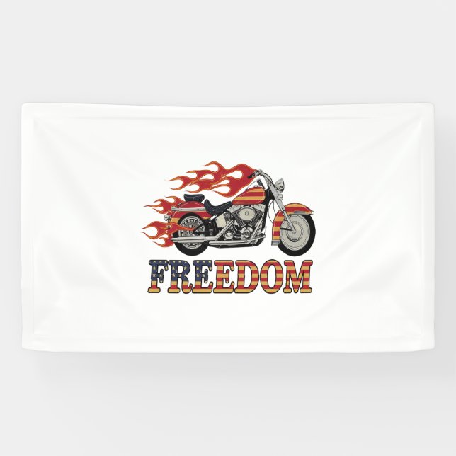 Freedom Motorcycle Flames Banner (Horizontal)