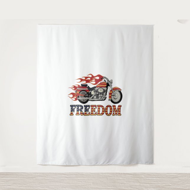 Freedom Motorcycle Flames Tapestry (Front)