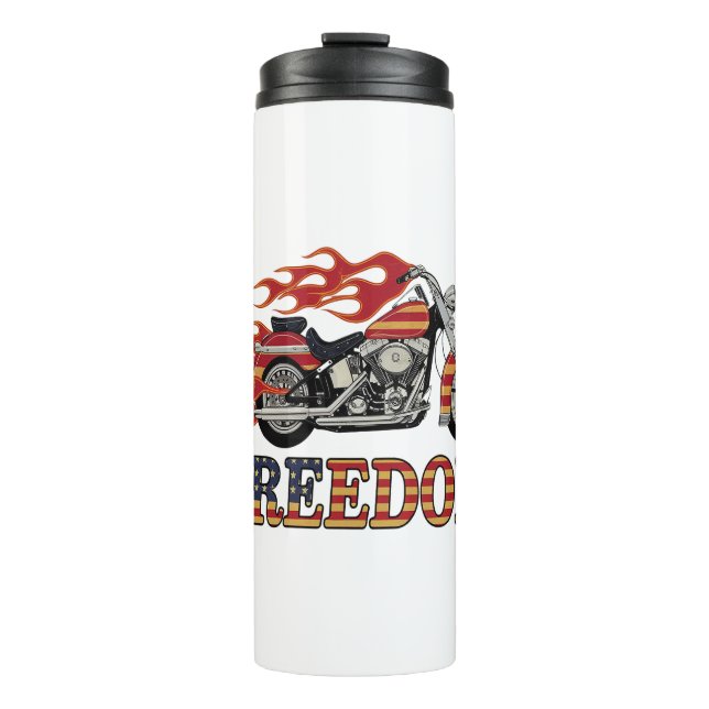 Freedom Motorcycle Flames Thermal Tumbler (Front)