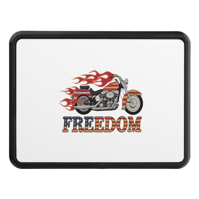 Freedom Motorcycle Flames Trailer Hitch Cover (Front)