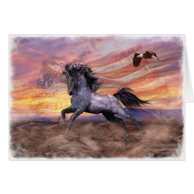 Freedom Mustang 5"x7" Card, wht envelopes incl (Front Horizontal)