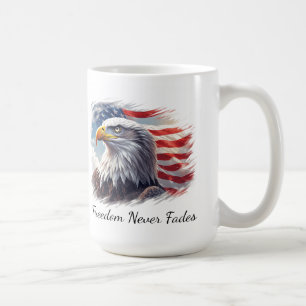 Freedom Never Fades, Patriotic American Flag Coffee Mug